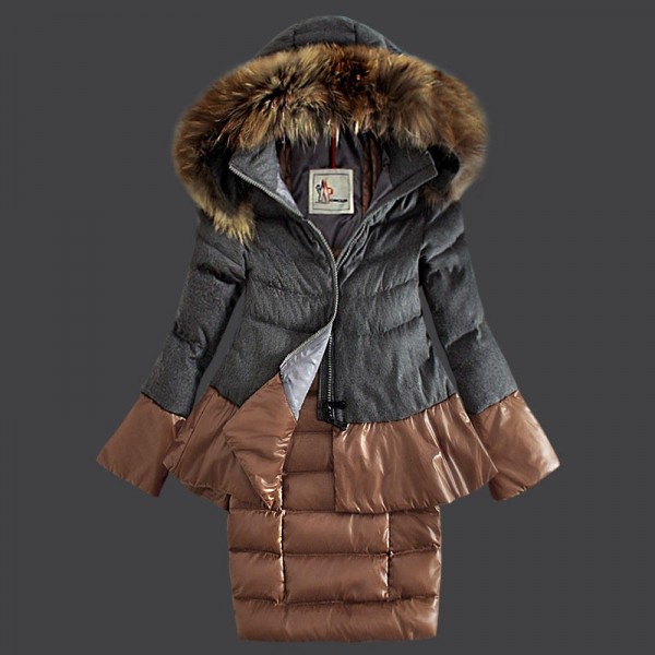 Moncler Donna Giù cappotto grigio Presa M1062